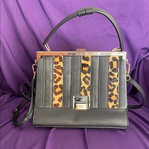 VGUC Dune London Black Faux Leather/Calf Hair Handbag w/ Strap